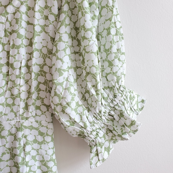 Faithfull The Brand La Barben Bella Floral Avocado Green Mini Dress NWT - Picture 10 of 14